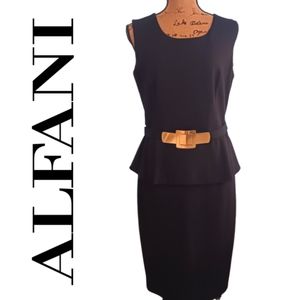 Alfani Black Sleeveless Peplum Ponte Knit Pencil Skirt Dress Size 10